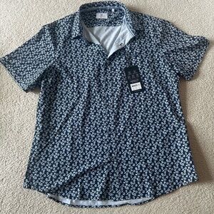 7 Diamonds Blue and White Casual Button Down Shirt